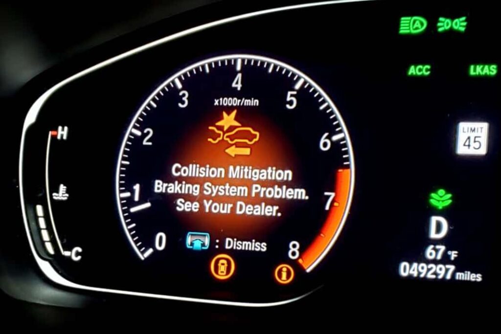 collision mitigation braking system problem