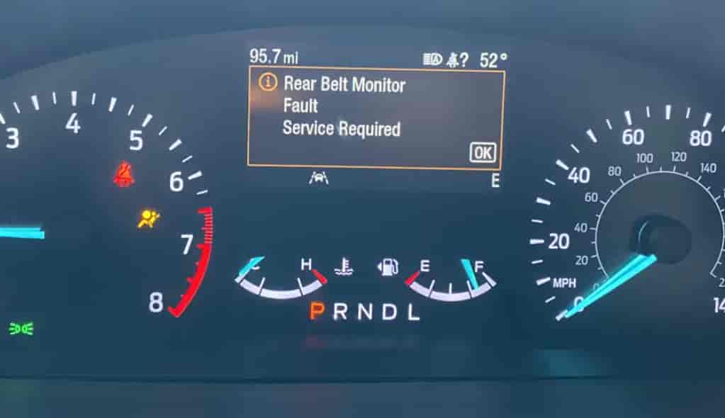 Ford Escape Rear Belt Monitor Fault