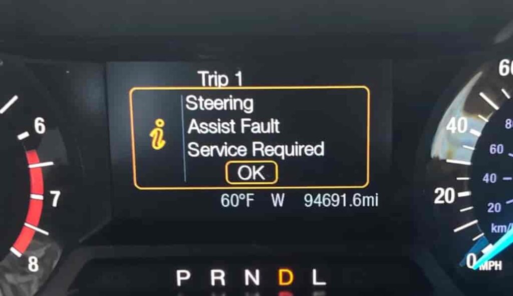 Ford Escape Power Steering Assist Fault