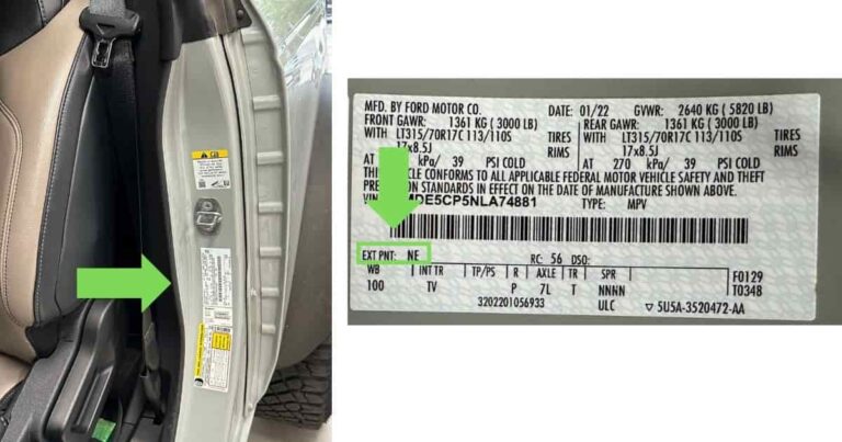 Ford paint codes location