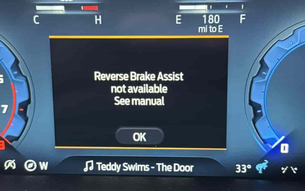 Reverse Brake Assist Not Available