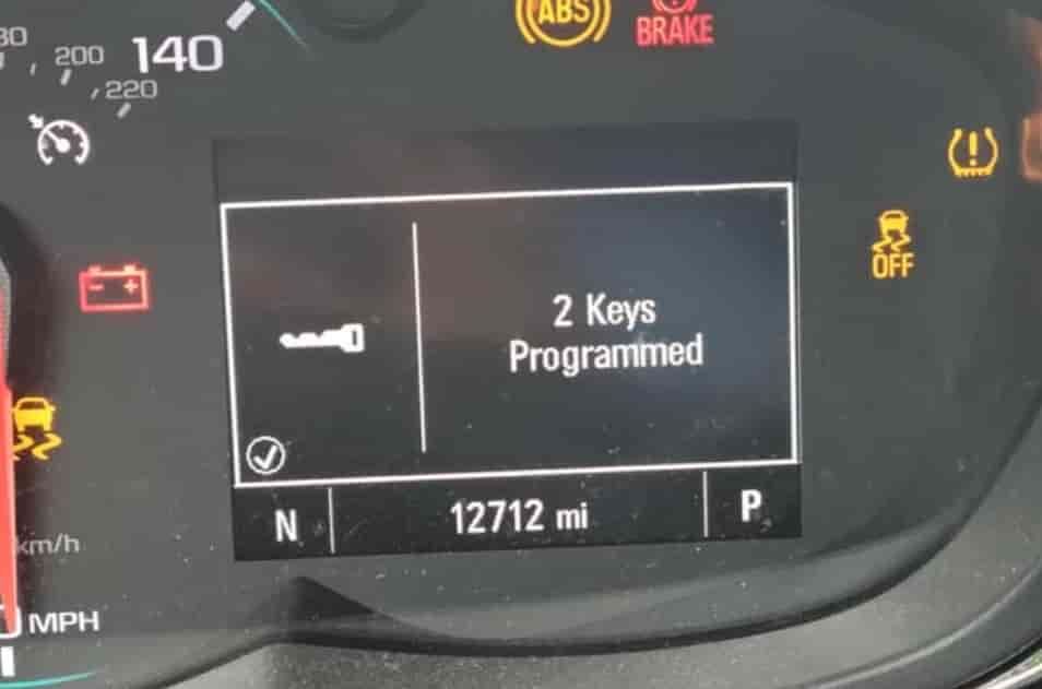 chevy 2 keys programmed message