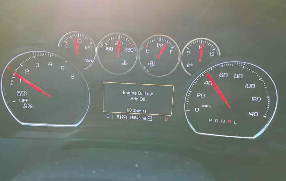 chevy engine oil low add oil