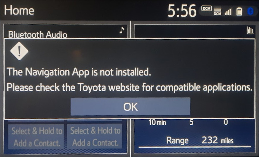 Toyota Navigation App Not Installed