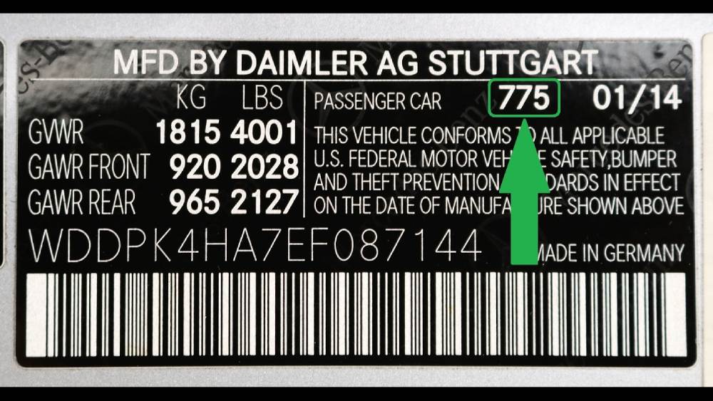 mercedes paint codes location