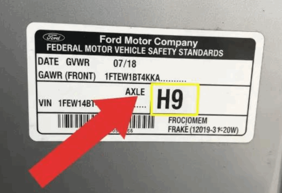 Ford H9 Axle Code