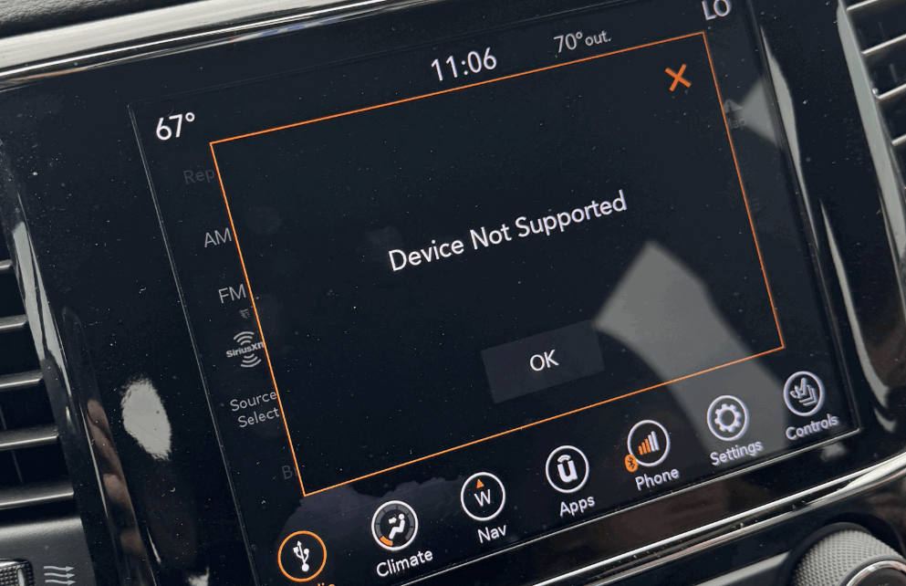 Uconnect CarPlay Not Working