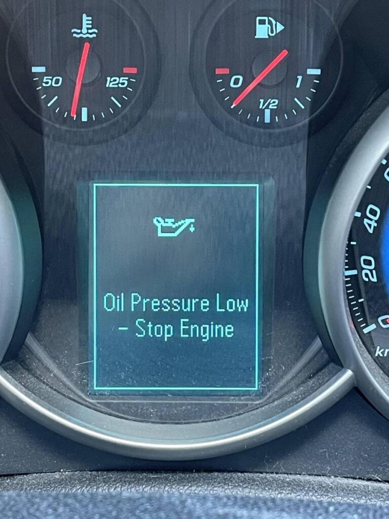 Engine Oil Pressure Low Stop Engine