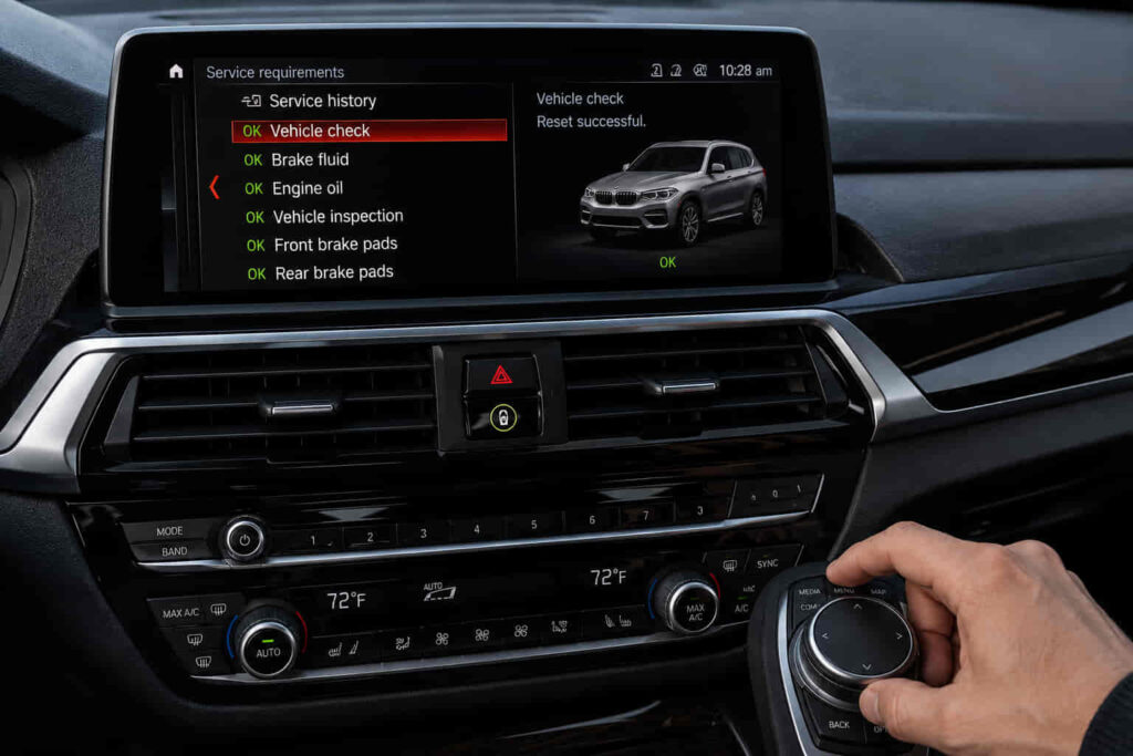 bmw vehicle check reset