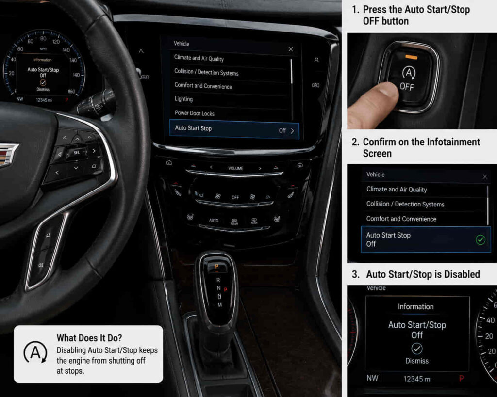 cadillac auto start stop disable