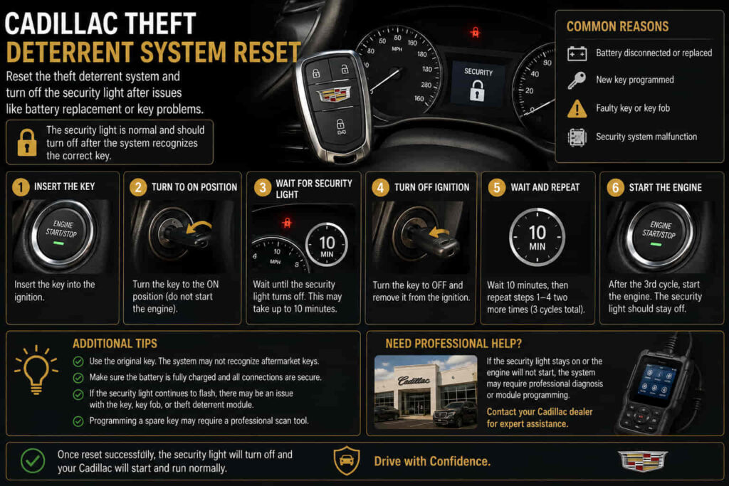 cadillac theft deterrent system reset