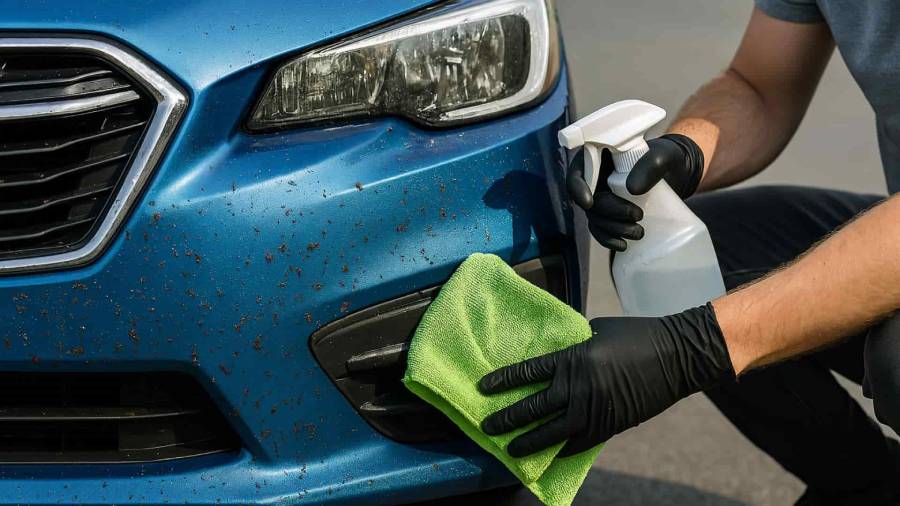 how to get bugs off front of car