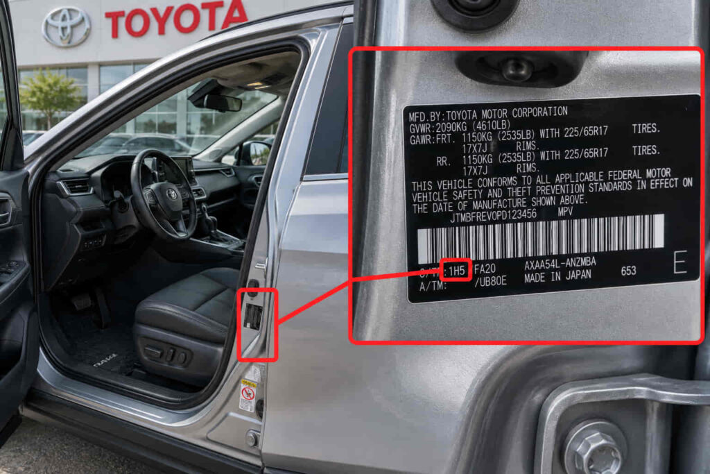 toyota paint codes location